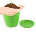 Unique Bargains Home Garden Office Plastic Round Plant Planter Container Flower Pot Green   